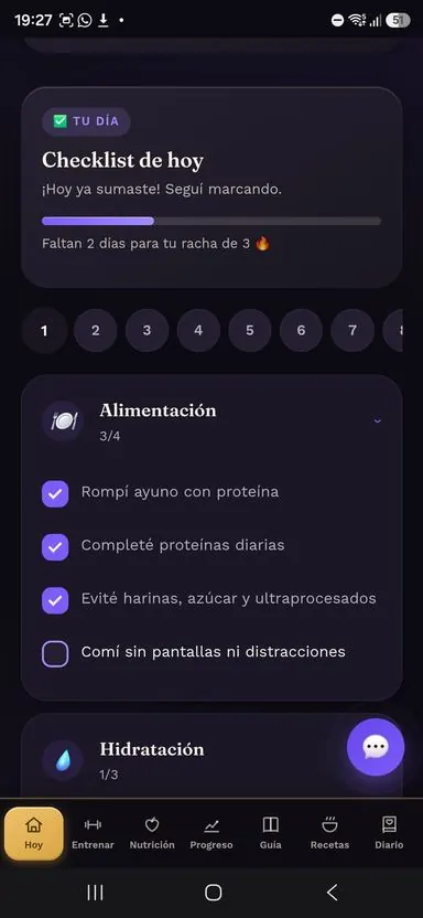 Checklist de hábitos diarios