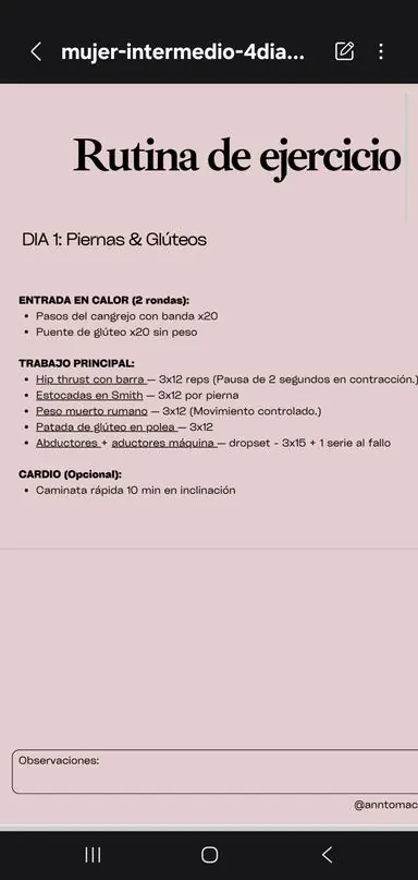 Rutina completa y detallada